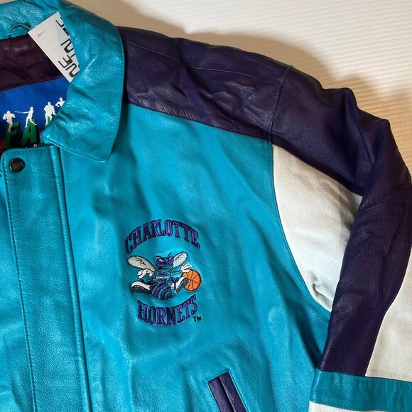 Vintage Fans Choice Charlotte Hornets Leather Jacket XL - Picture 5 of 11